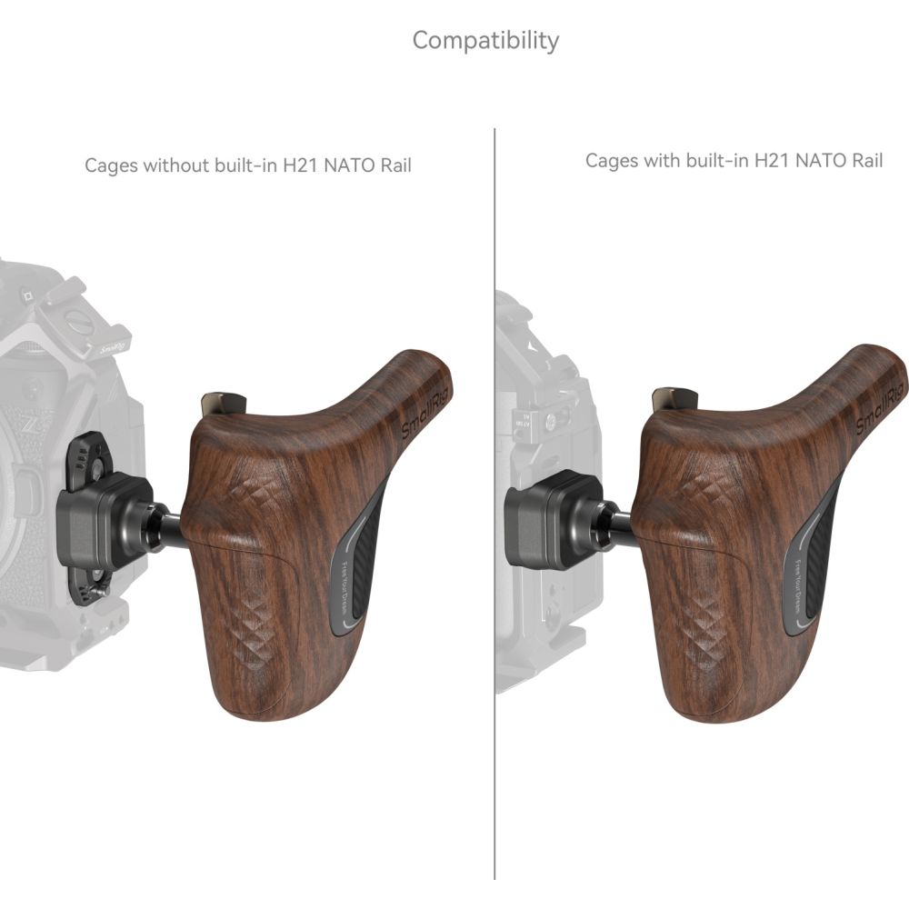 SmallRig 5161 "ImageGrip" Series Wooden Handle with NATO Clamp (Left Side)
