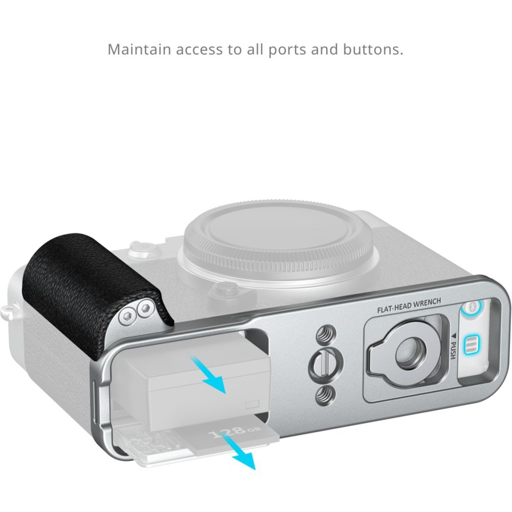 SmallRig 5447 L-Shaped Mount Plate with Silicone Handle for Fujifilm X-E5, silver