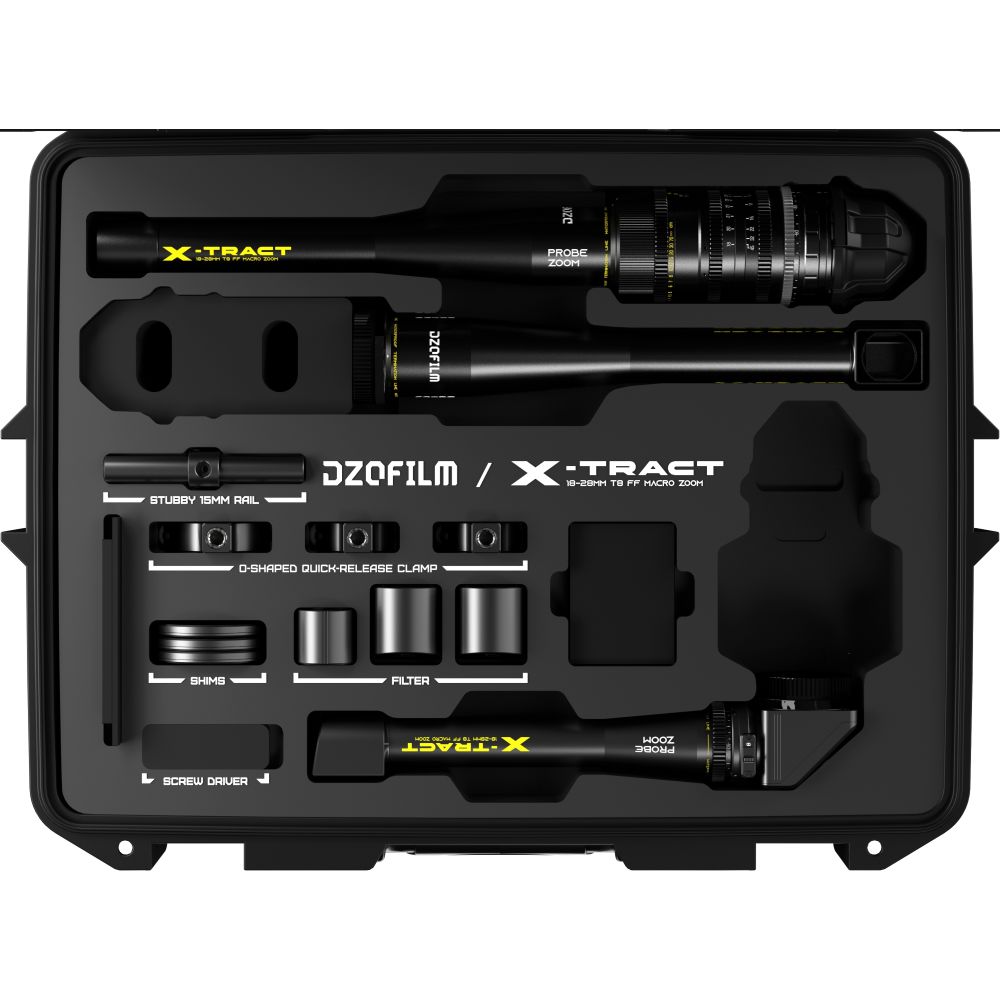 DZOFilm X-tract 18-28mm 0/90/360 degrees One R-Unit Black Case 3pcs PL mount (meter)
