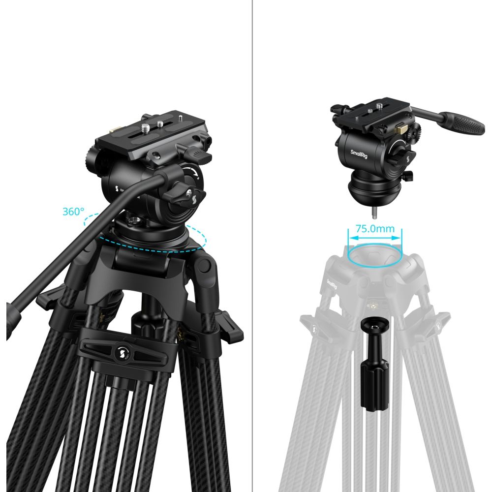 SmallRig 5443 FSD14 FreeSpeed Heavy-Duty Carbon Fiber Tripod