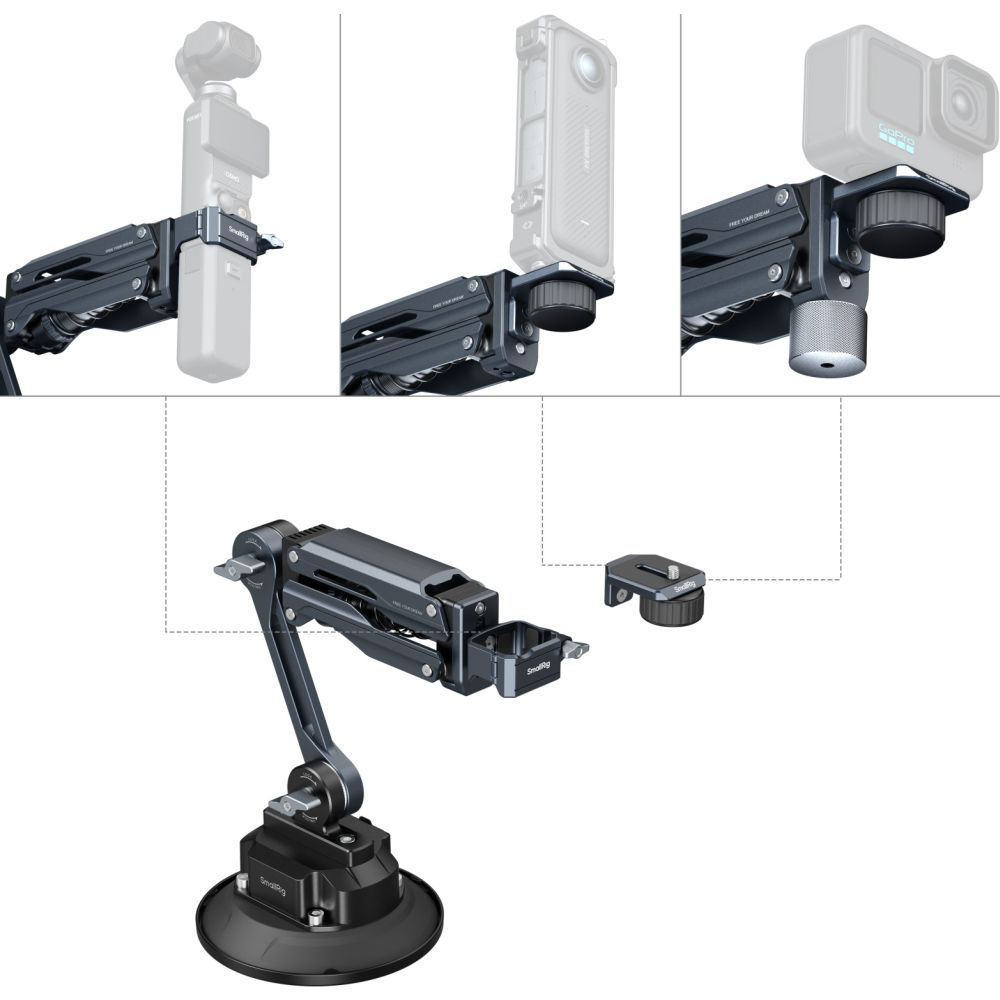 SmallRig 5507 Shock Absorber Support with Electronic Suction Cup for DJI Osmo Pocket 3 / GoPro HERO13 Black / Insta360 X4