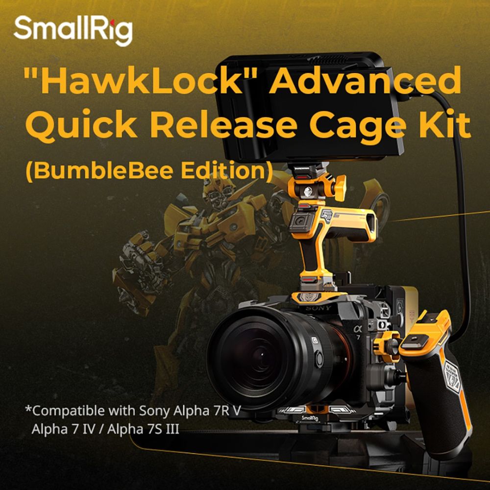 SmallRig 5518 "HawkLock" Quick Release Cage Kit for Sony Alpha 7R V / Alpha 7 IV / Alpha 7S III (Advanced Edition) "BumbleBee Edition"