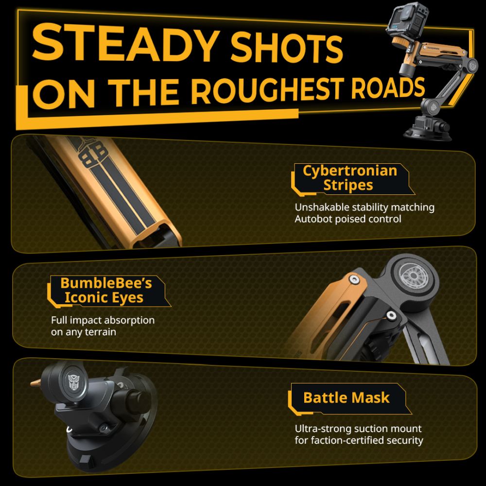 SmallRig 5528 Mini Shock Absorber Arm for DJI Osmo Pocket 3 / GoPro HERO13 / Insta360 X4 "BumbleBee Edition"