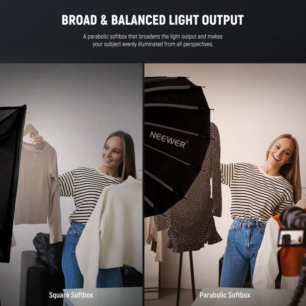 Neewer SF65Q 65cm wide parabolic quick release softbox with honeycomb grid