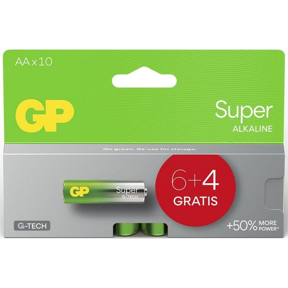 GP Alkaline Super AA 1.5V blister battery pack of 10