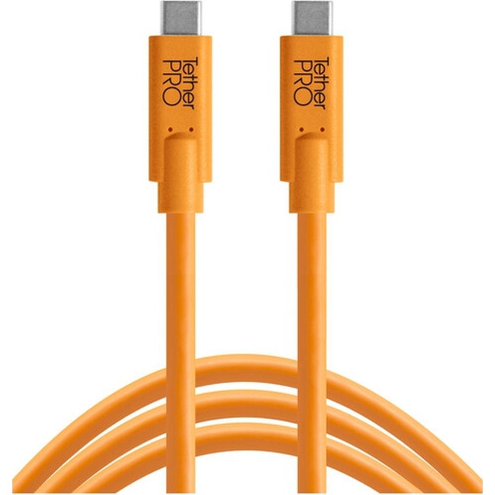 Tether Tools TetherGuard USB-C to USB-C 4.6m LeverLock & Cable Kit, straight to straight, high visibility orange