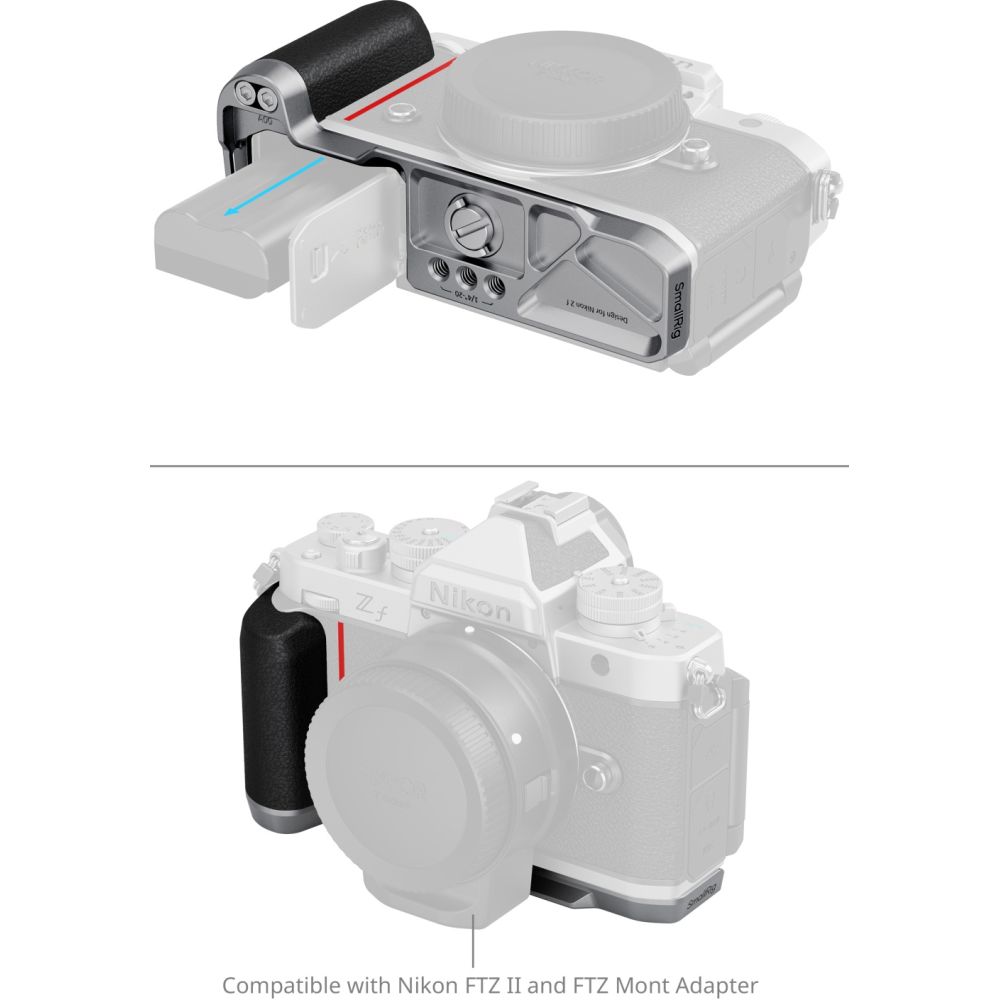 SmallRig 5706 L-Shaped Mount Plate with Silicone Handle for Nikon Z f, silver