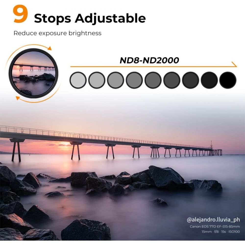 K&F Concept Variable ND filter ND8-2000 super slim - 77mm