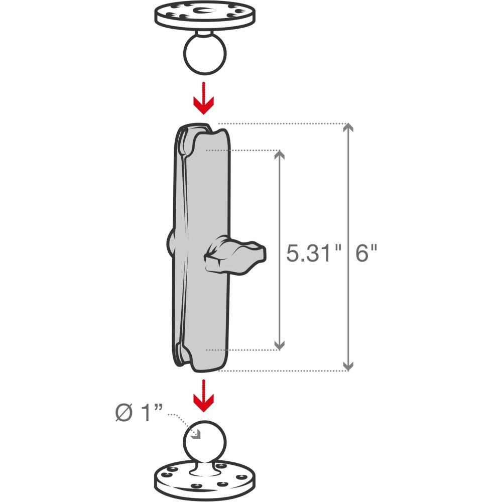 Ram Double Socket Arm - B Size Long