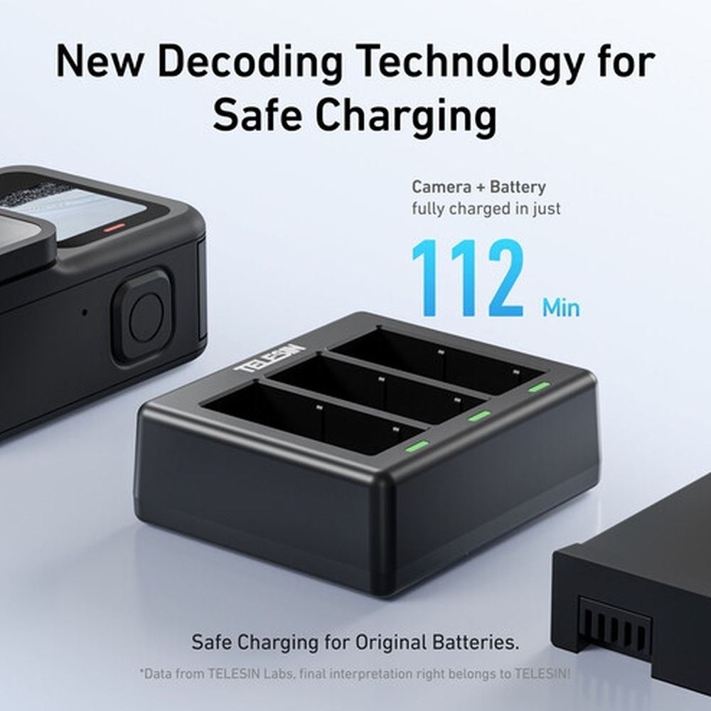 Telesin Charger for 3 batteries + 2x battery for GoPro 13
