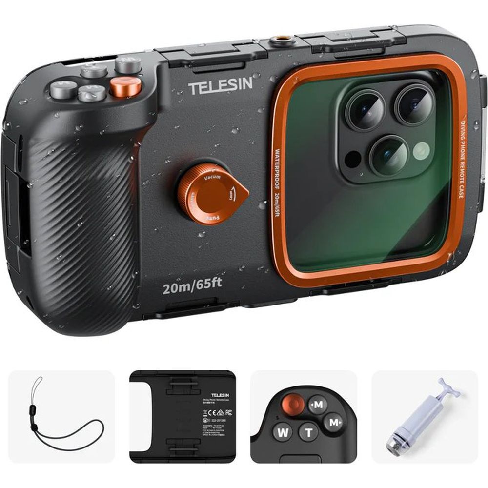 Telesin Smartphone diving case with buttons and vacuum pump