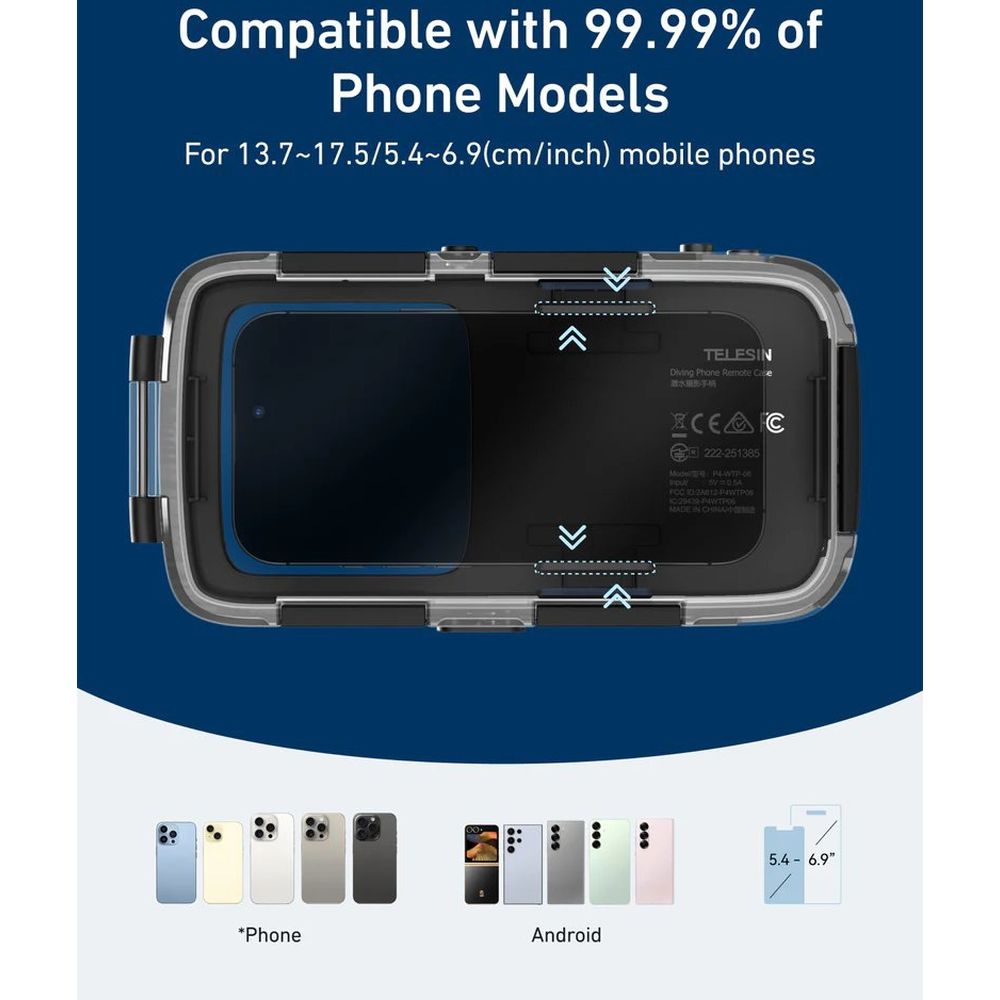 Telesin Smartphone diving case with buttons and vacuum pump