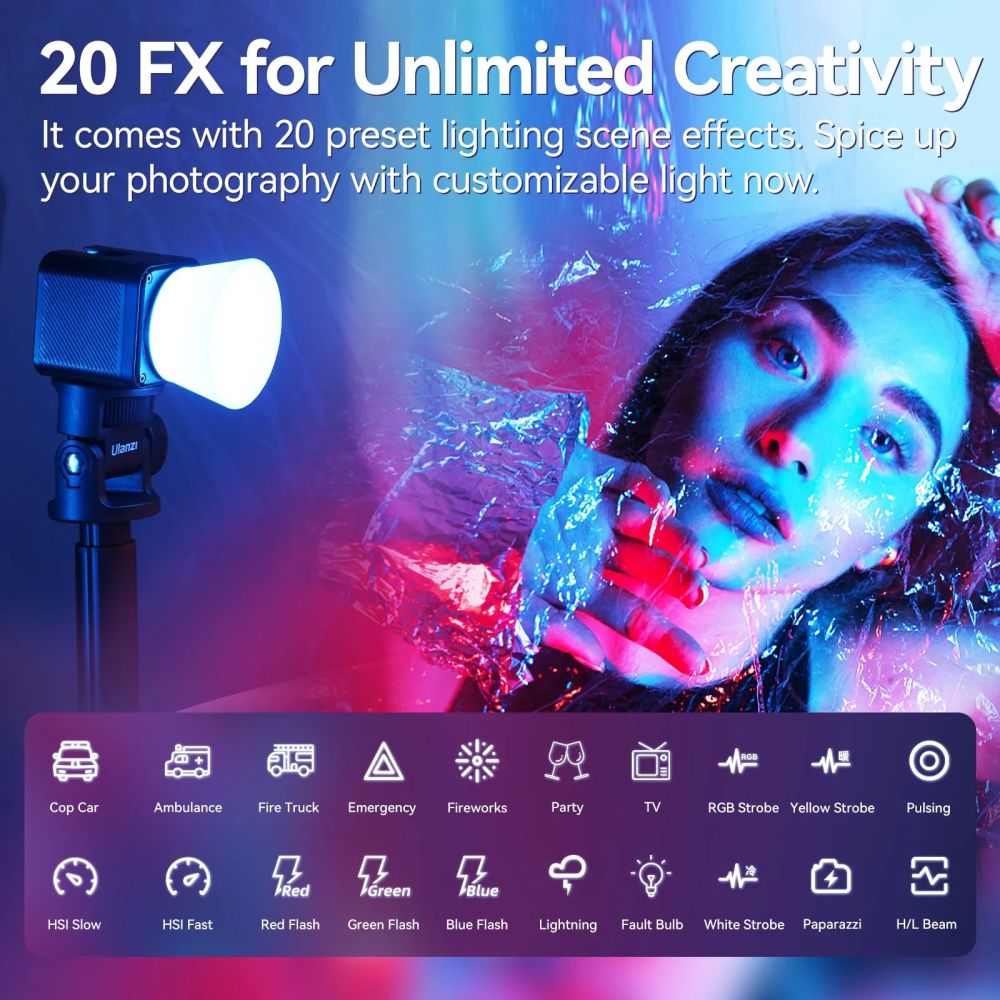 Ulanzi L3 RGB Cube Video Light with accessories