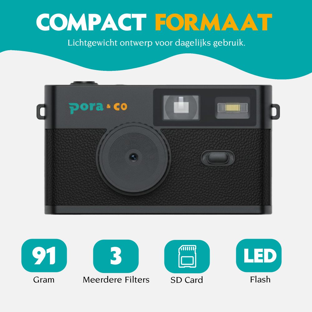 Pora&Co Digital Retro Camera in Black