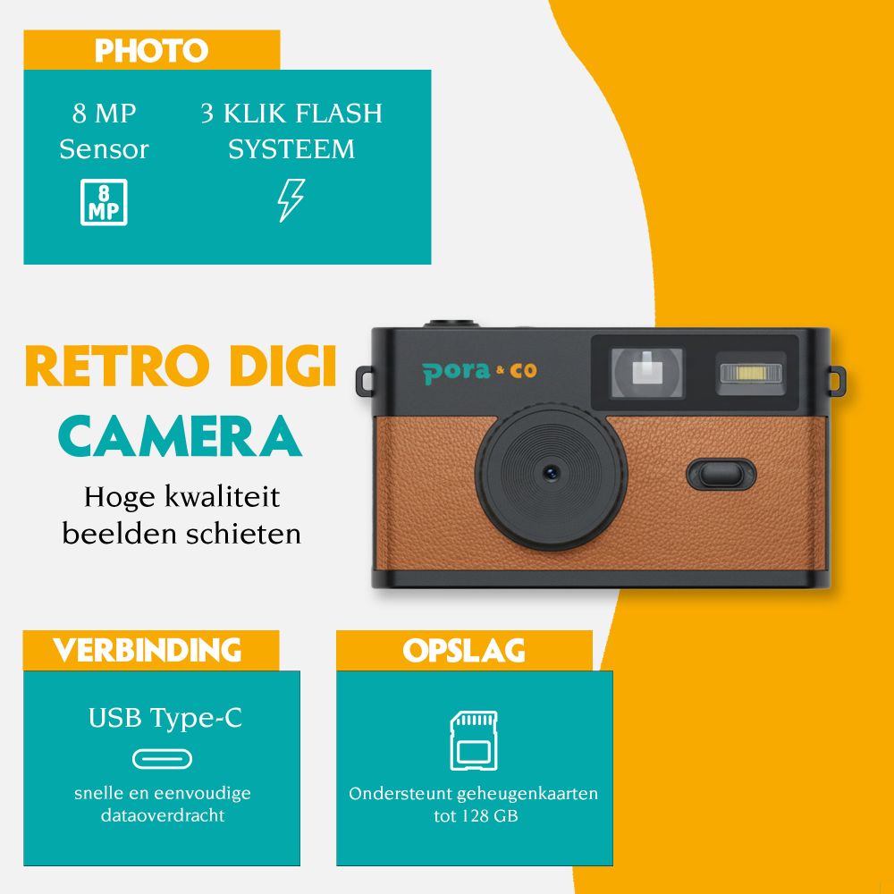Pora&Co Digital camera retro brown