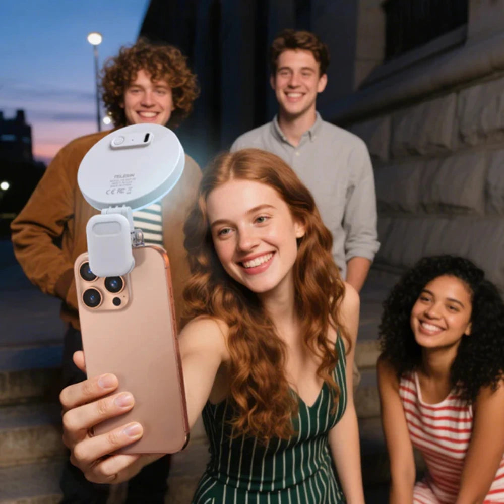 Telesin Mini Selfie Ring Light with Smartphone Clip - White