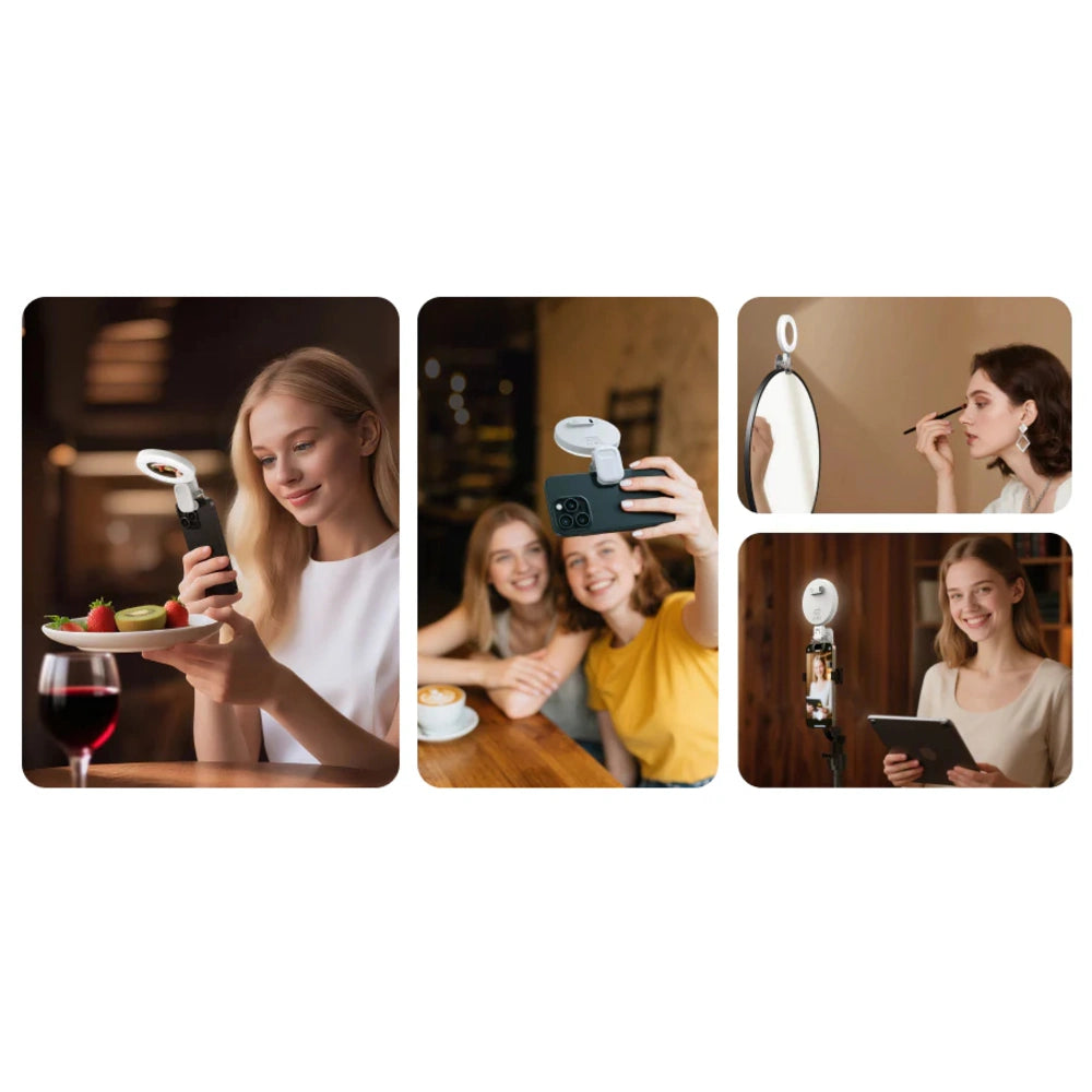 Telesin Mini Selfie Ring Light with Smartphone Clip - White