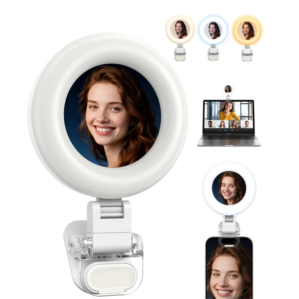 Telesin Mini Selfie Ring Light with Smartphone Clip - White