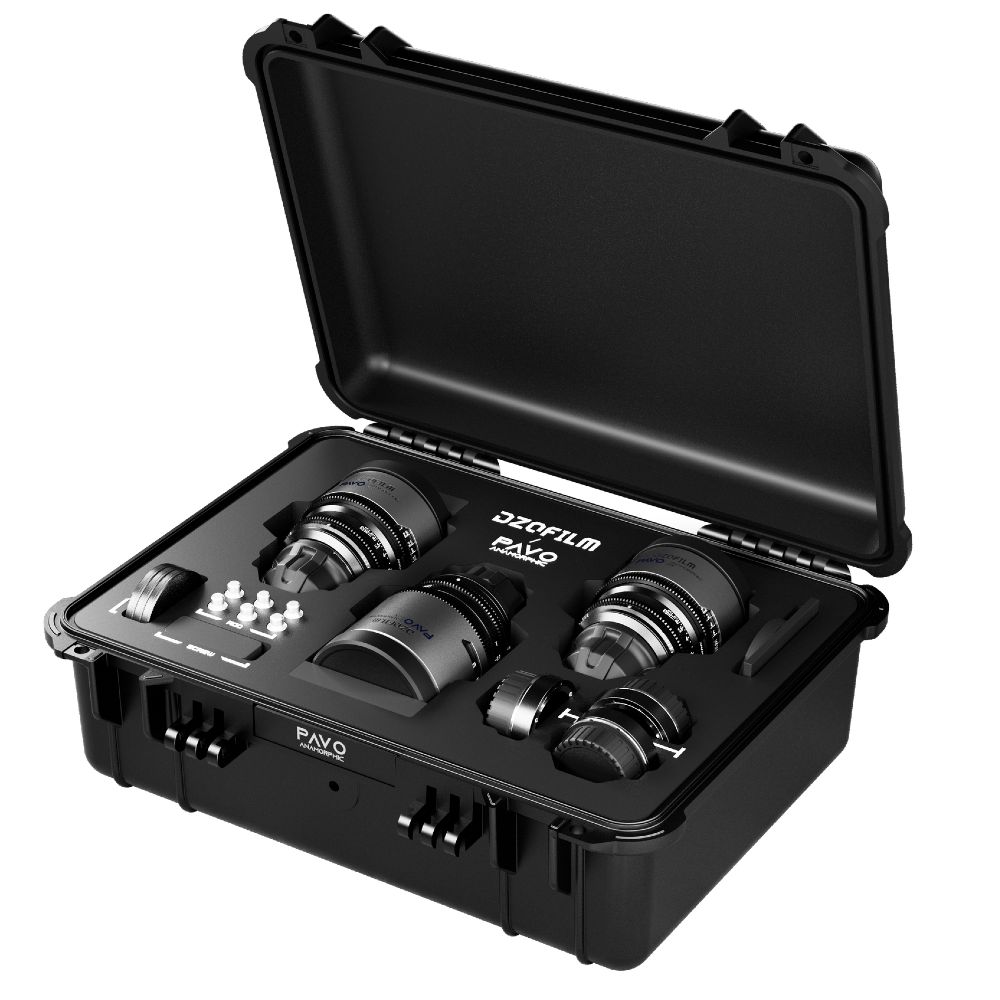 DZOFilm Pavo 2x anamorphic 3-lens kit 65mm/180mm T2.8, 135mm T2.5 - Neutral Coating - PL&EF mount (meter)