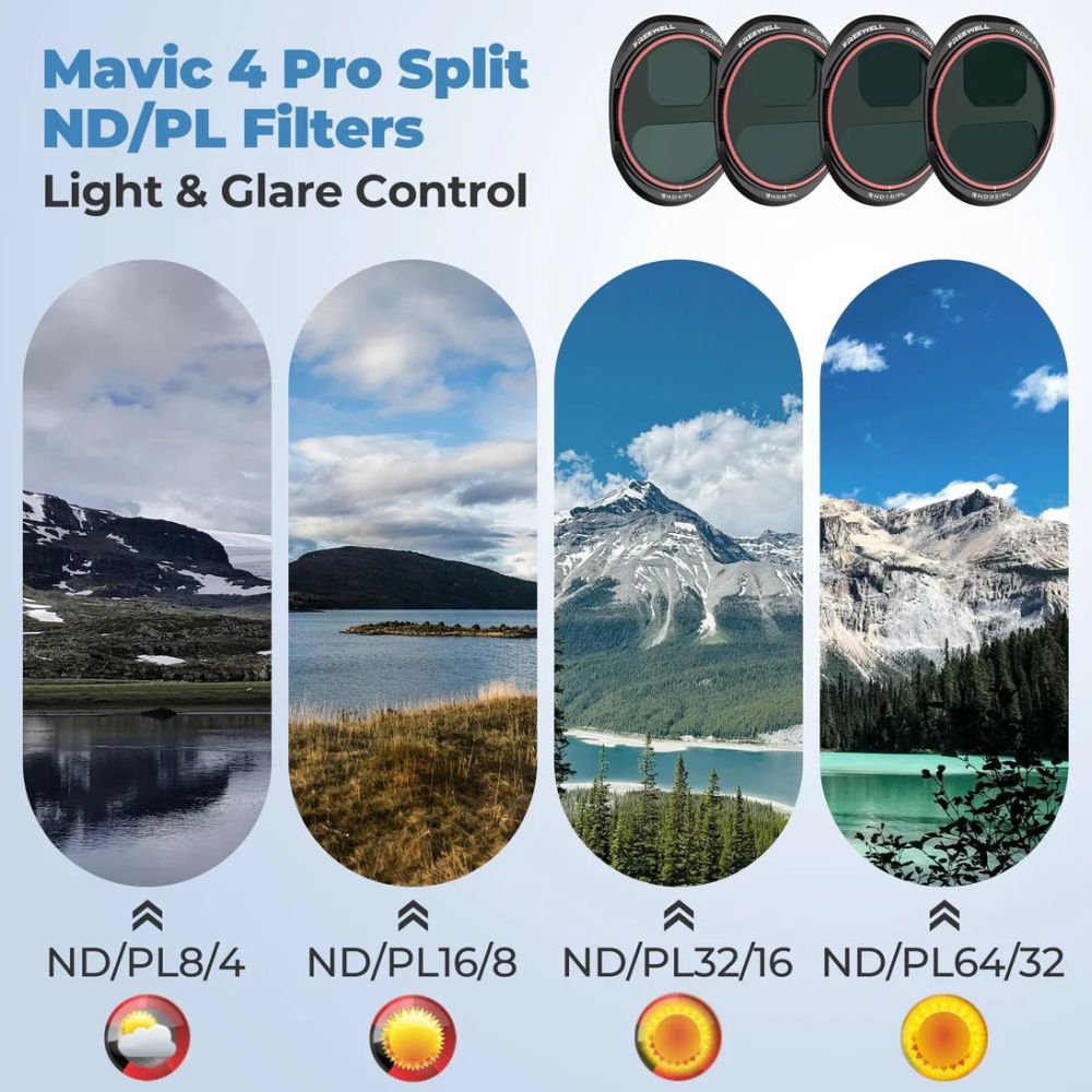 Freewell DJI Mavic 4 Pro Split ND/PL Filters Bright Day - 4Pack