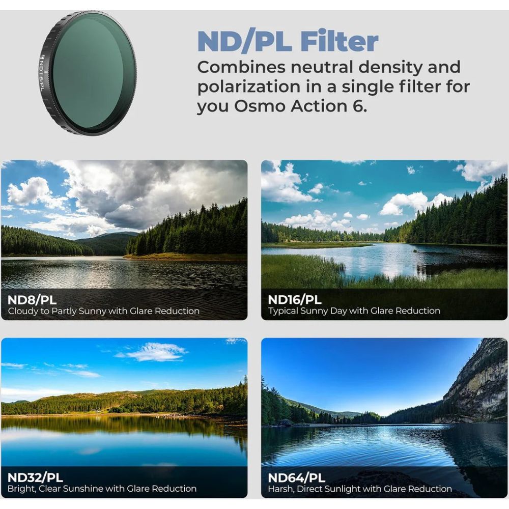Freewell DJI Osmo Action 6 Filters - Bright Day - 4 Pack
