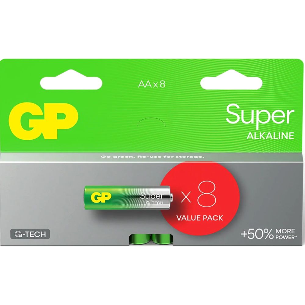 GP Alkaline Super AA Battery 1.5V (8x)