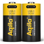 Aqiila CR123A USB-C Rechargable Battery 3V 750mAh Li-Ion (2x)