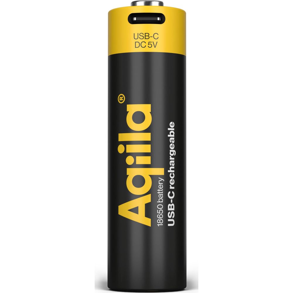 Aqiila 18650 USB-C Rechargable Battery 3.7V 2000mAh Li-Ion (1x)
