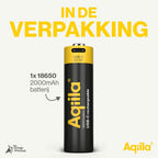 Aqiila 18650 USB-C Rechargable Battery 3.7V 2000mAh Li-Ion (1x)