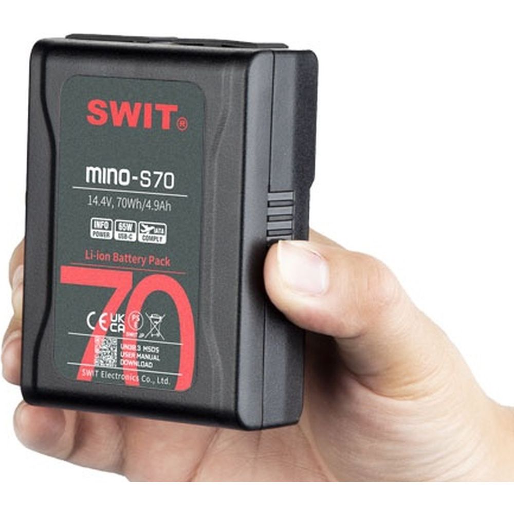 SWIT Mino-S70 USB-C 70Wh pocket mini battery, USB-A/USB-C/D-tap, V-Mount