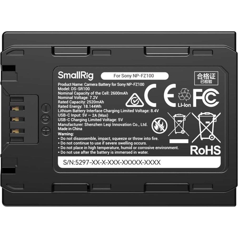 SmallRig 5297 Sony NP-FZ100 USB-C Camera Battery with Power Display