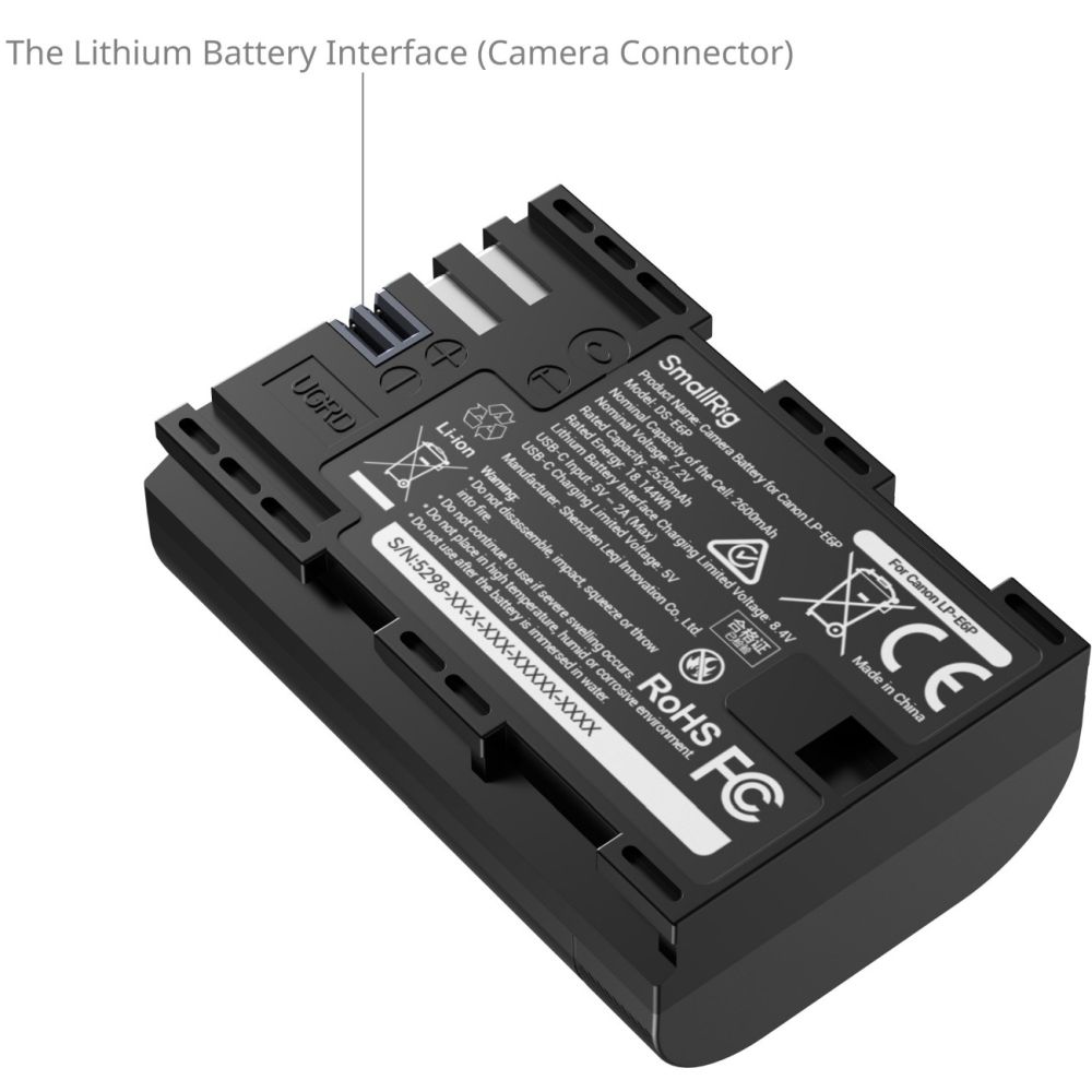 SmallRig 5298 Canon LP-E6P USB-C Camera Battery with Power Display