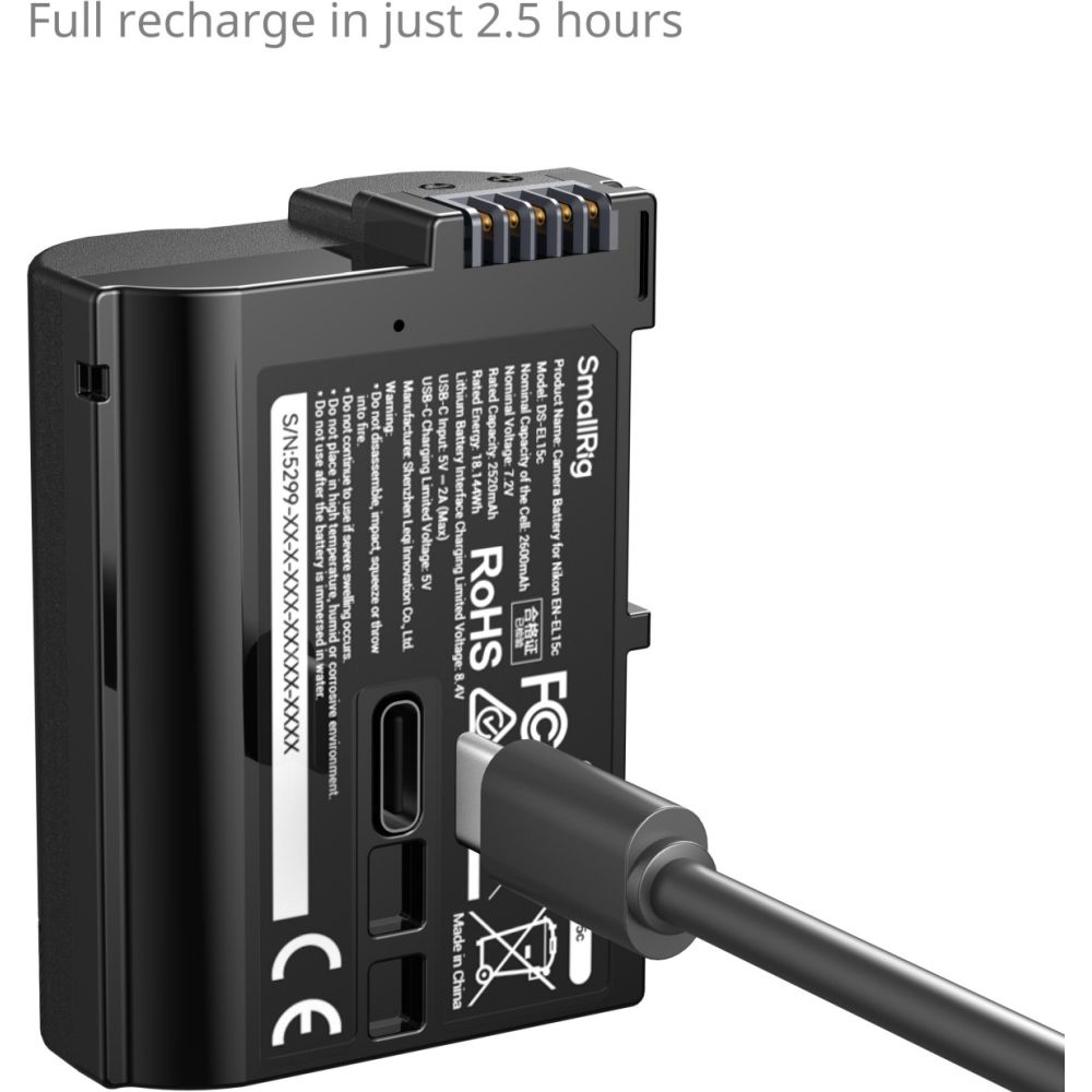 SmallRig 5299 Nikon EN-EL16c USB-C Camera Battery with Power Display