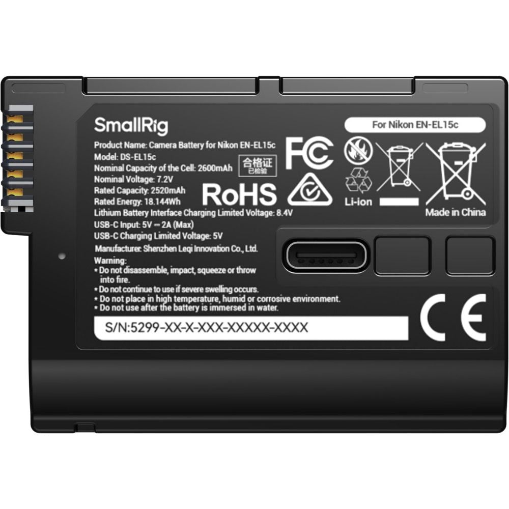 SmallRig 5299 Nikon EN-EL16c USB-C Camera Battery with Power Display