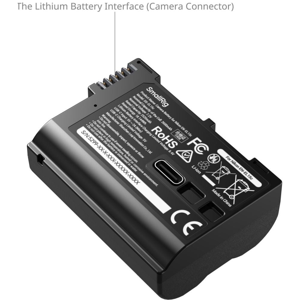 SmallRig 5299 Nikon EN-EL16c USB-C Camera Battery with Power Display