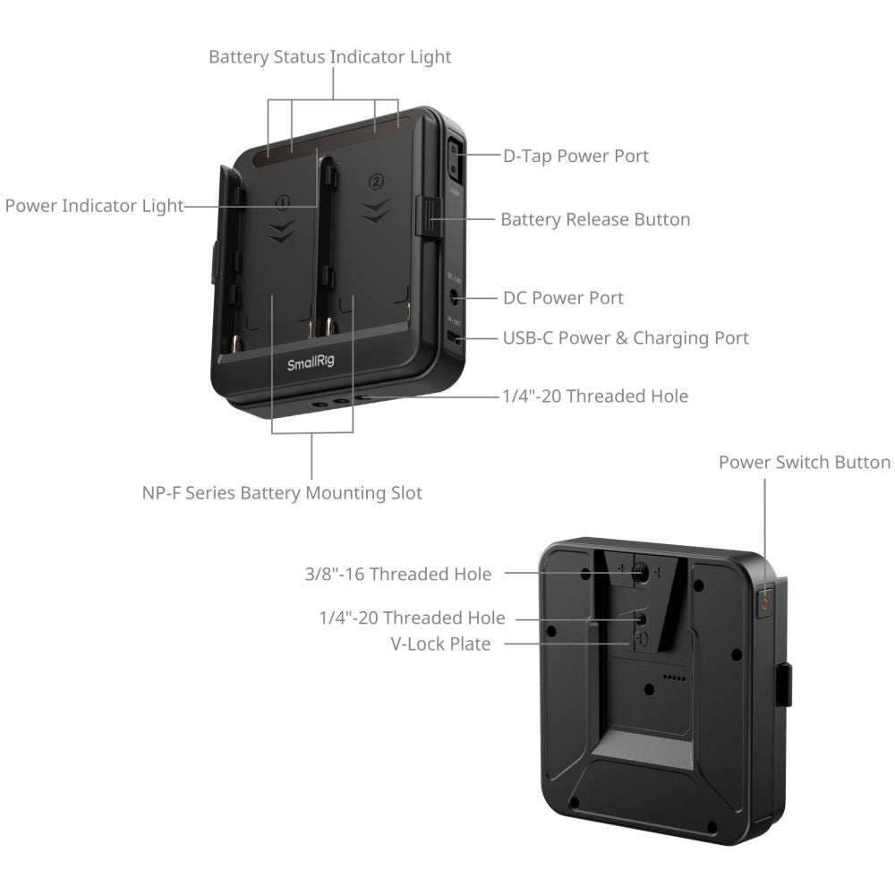 SmallRig 5536 Adapter Plate for NP-F Type Batteries (Supports UPS)