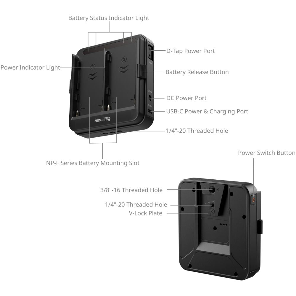 SmallRig 5537 Adapter Plate Kit for NP-F Type Batteries for 15mm LWS Rods (Supports UPS)