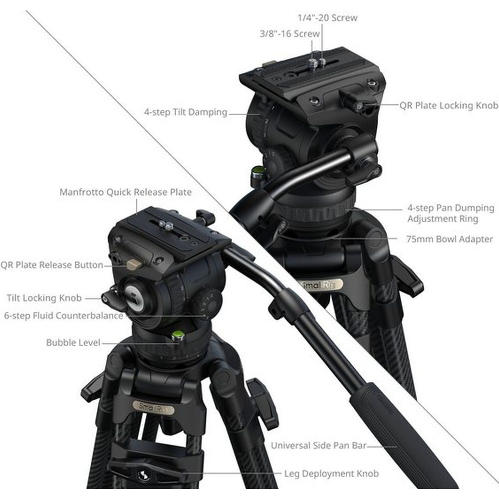 SmallRig 5580 FSD16 FreeSpeed Heavy-Duty Carbon Fiber Tripod