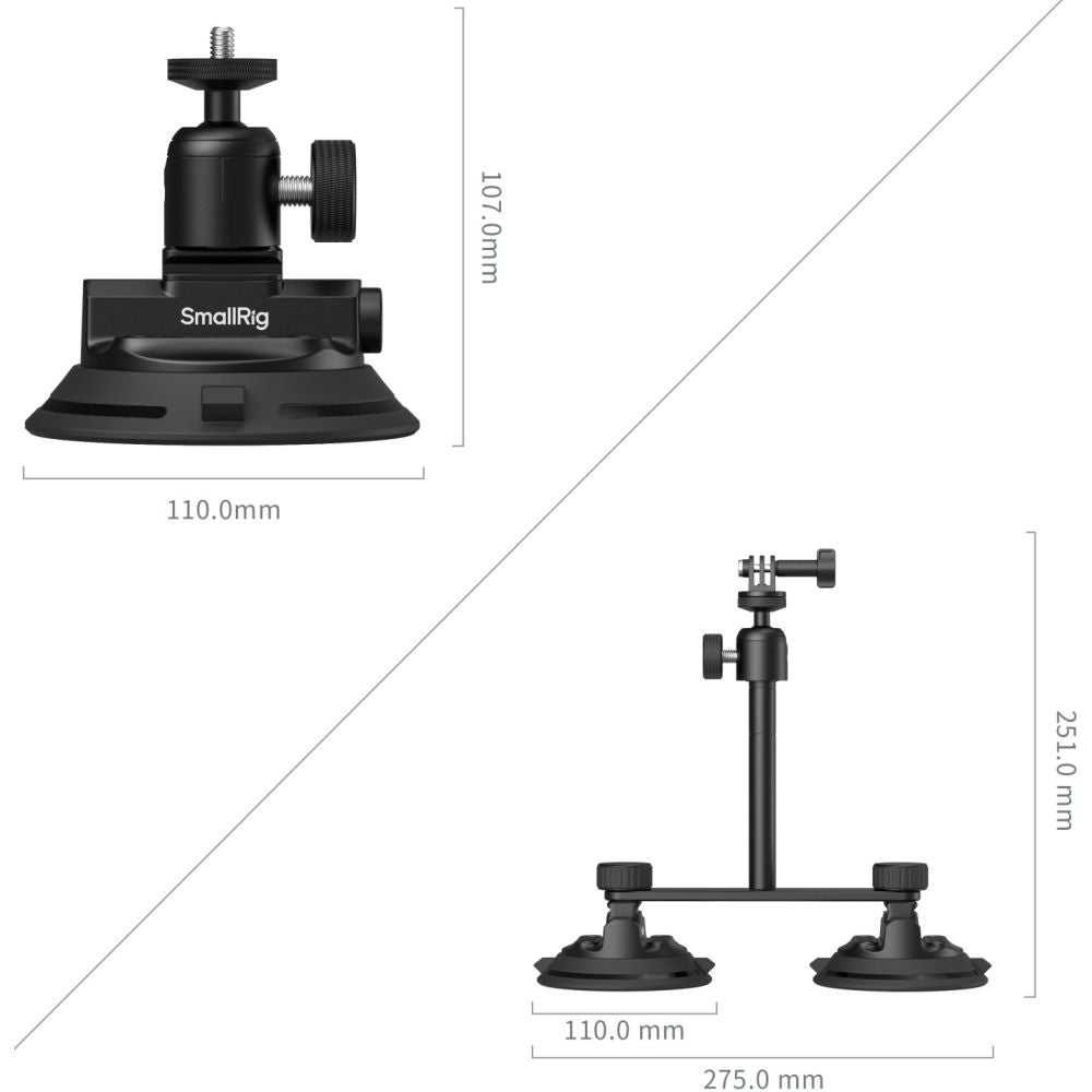 SmallRig 5843 Vehicle Suction Cup Support Kit for Action Cameras