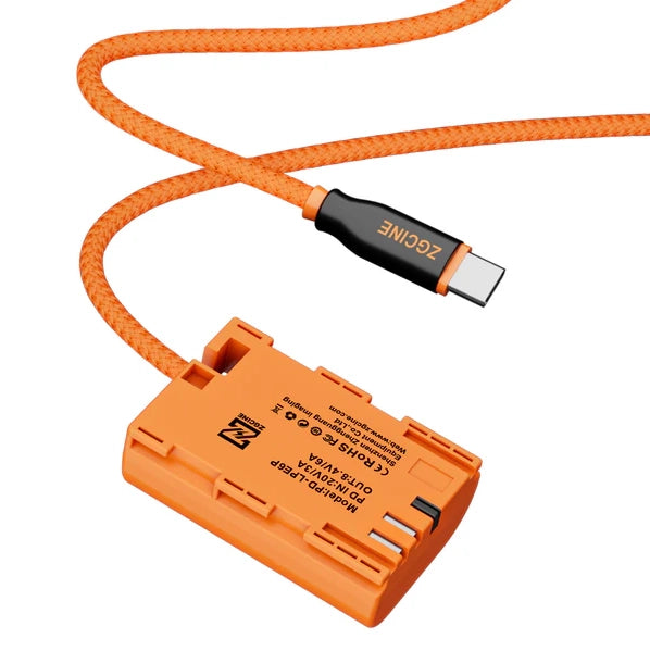 ZGCine Dummy Battery Cable Canon LP-E6P – USB-C