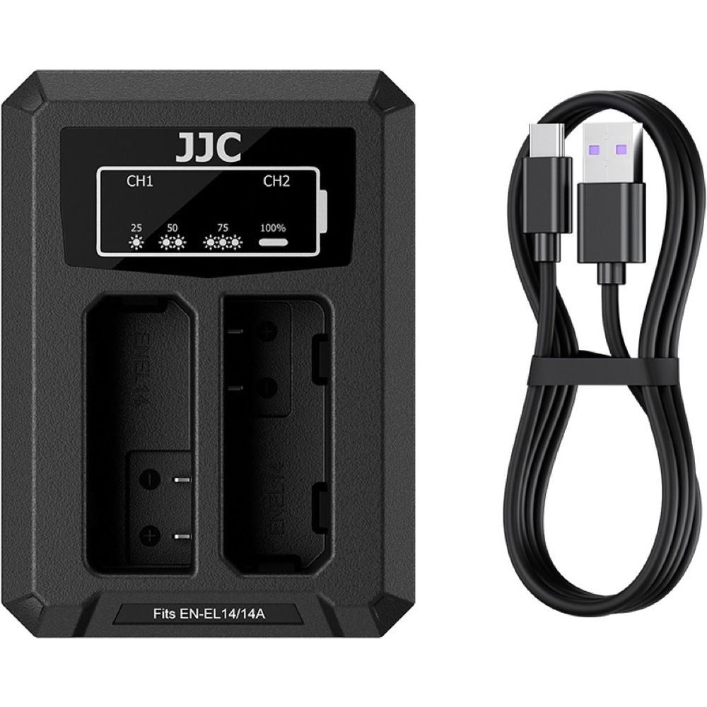 JJC Nikon DCH-EL14TC USB-C Dual Battery Charger (for Nikon EN-EL14/EN-EL14A)