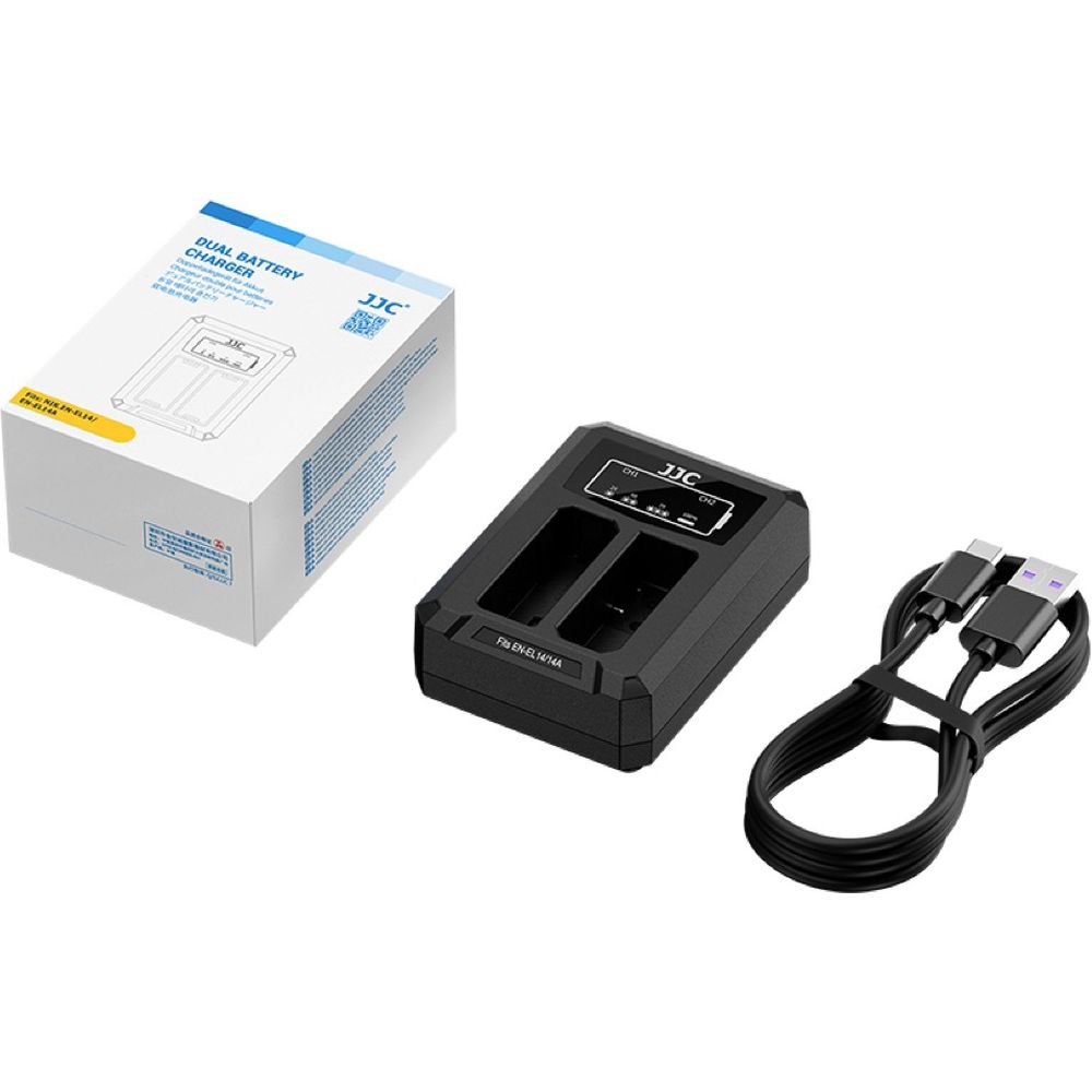 JJC Nikon DCH-EL14TC USB-C Dual Battery Charger (for Nikon EN-EL14/EN-EL14A)