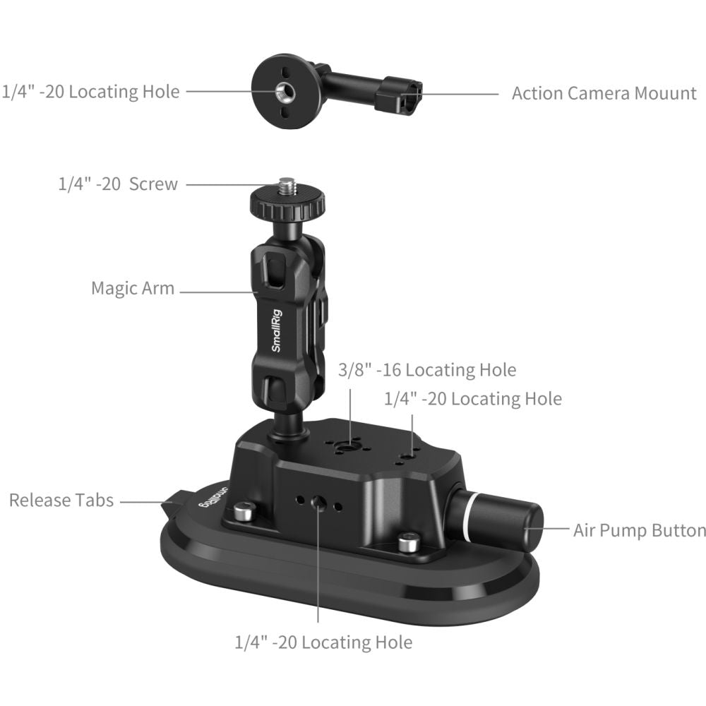 SmallRig 5842 3 x 6" Car Suction Support for Action Cameras