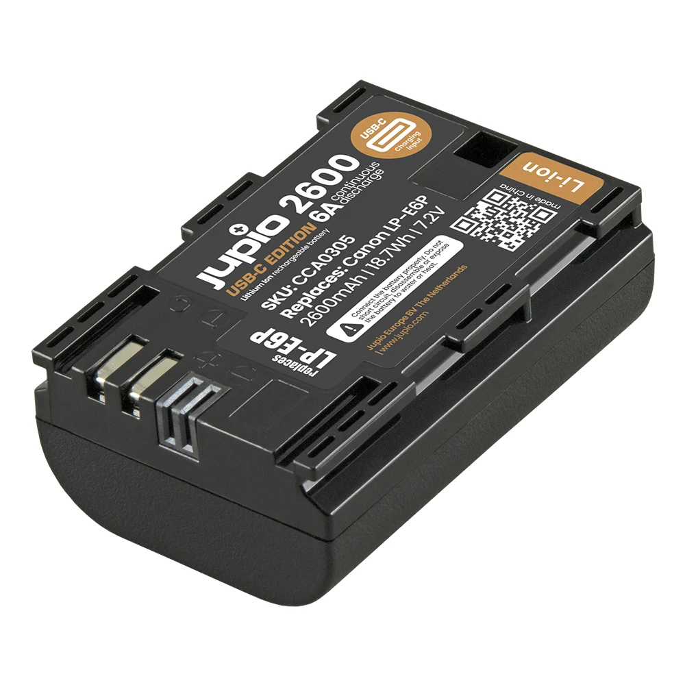 Jupio Canon LP-E6P ULTRA 2600mAh (6A continuous discharge)