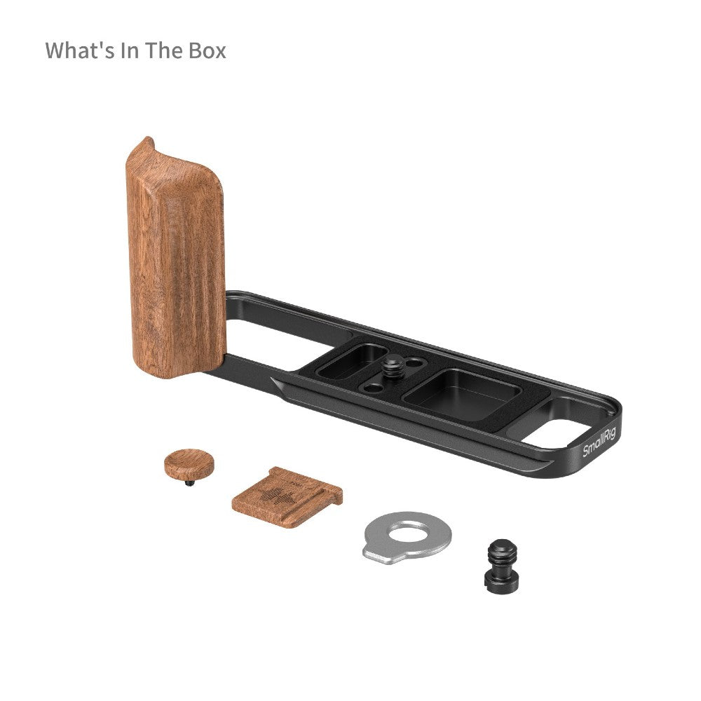 SmallRig 5985 L-Shaped Mount Plate with Wooden Handle for FUJIFILM X-E5, Rosewood / Black