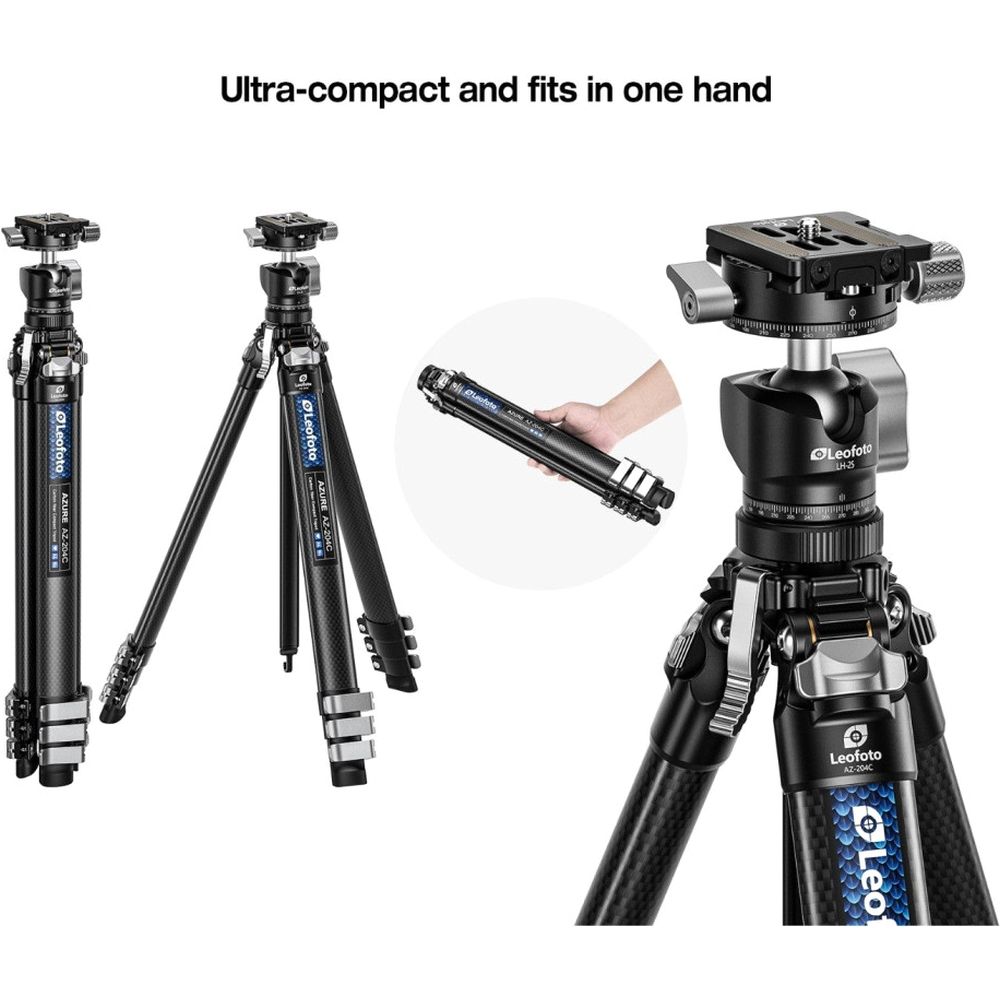 Leofoto AZ-204C+LH-25R Azure series Ultra Compact tripod, half silver