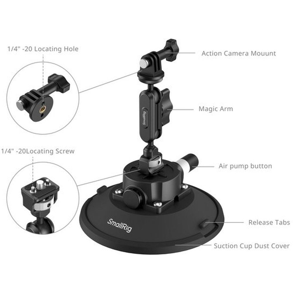 SmallRig 5856B 6" Suction Cup Mount for Action Cameras