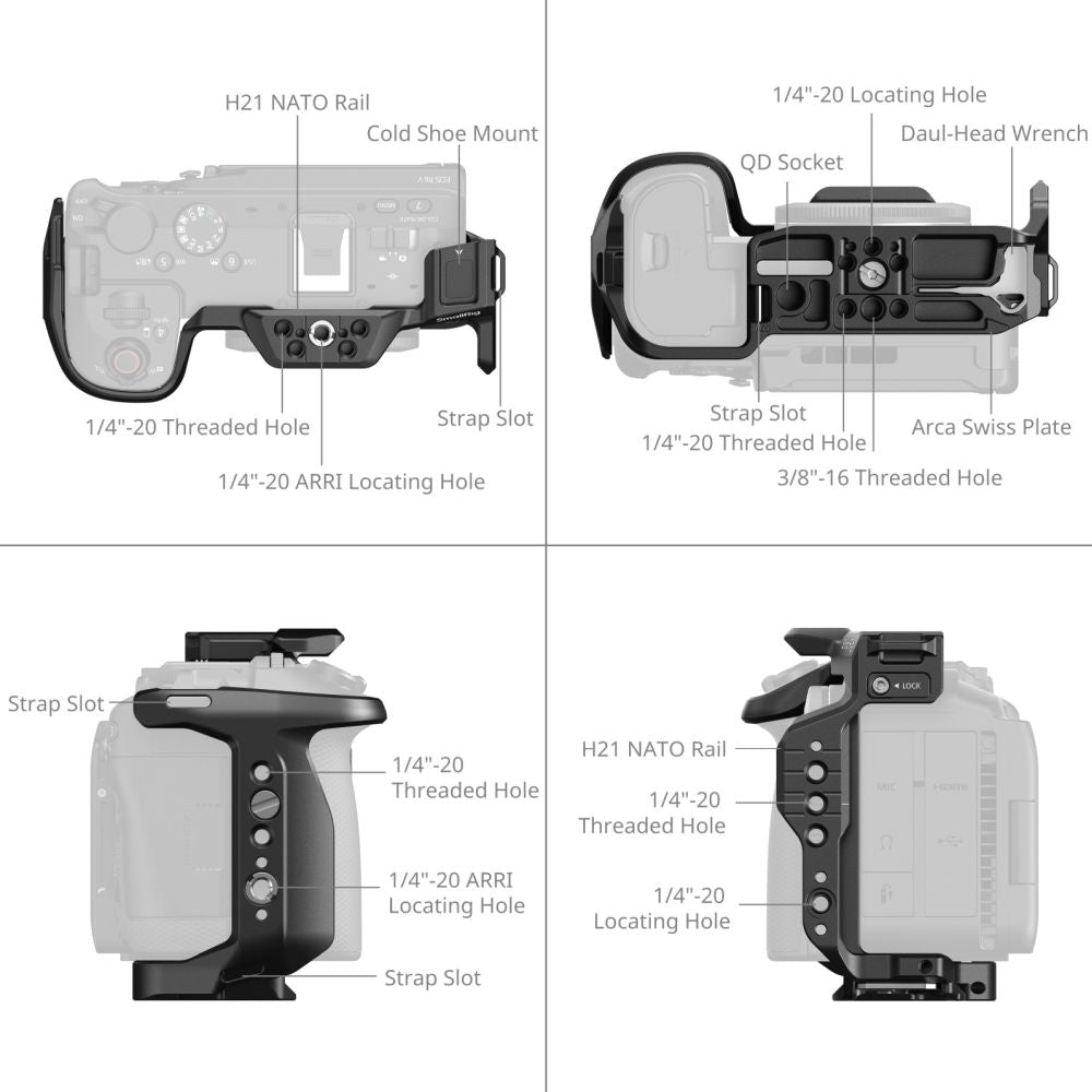 SmallRig 6372 "HawkLock" Quick Release Cage for Canon EOS R6 V