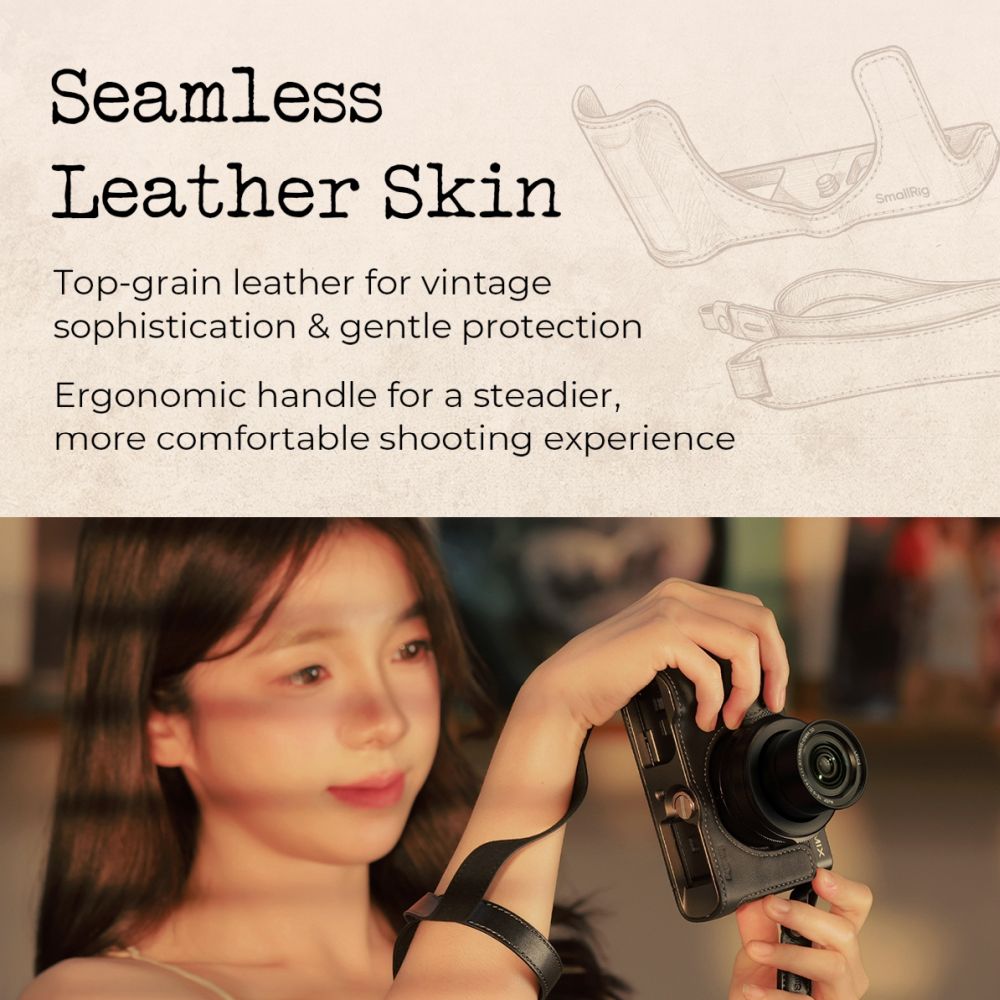 SmallRig 5699 Leather Half Case for Panasonic LUMIX L10, brown