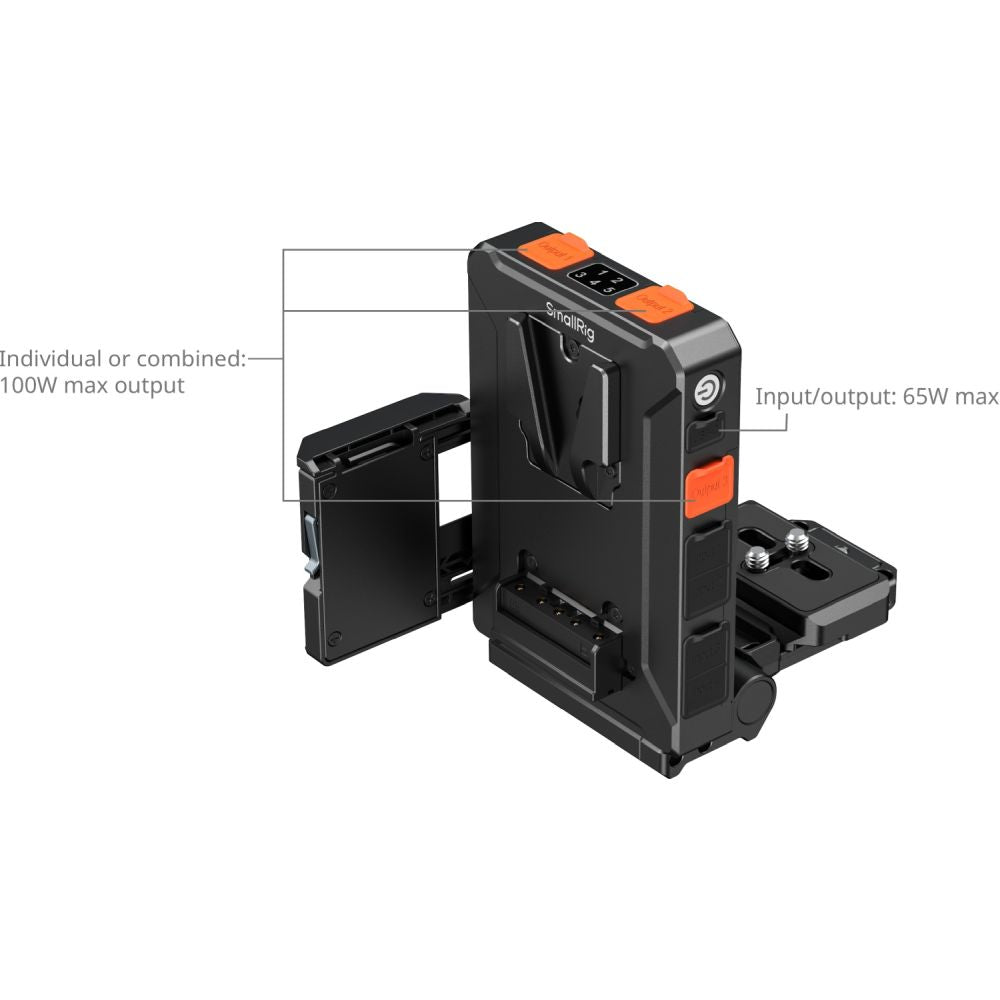 SmallRig 5899 Intelligent Power Management V-Mount Battery Adapter Plate (Compatible with Arca-Swiss Quick Release Plate)